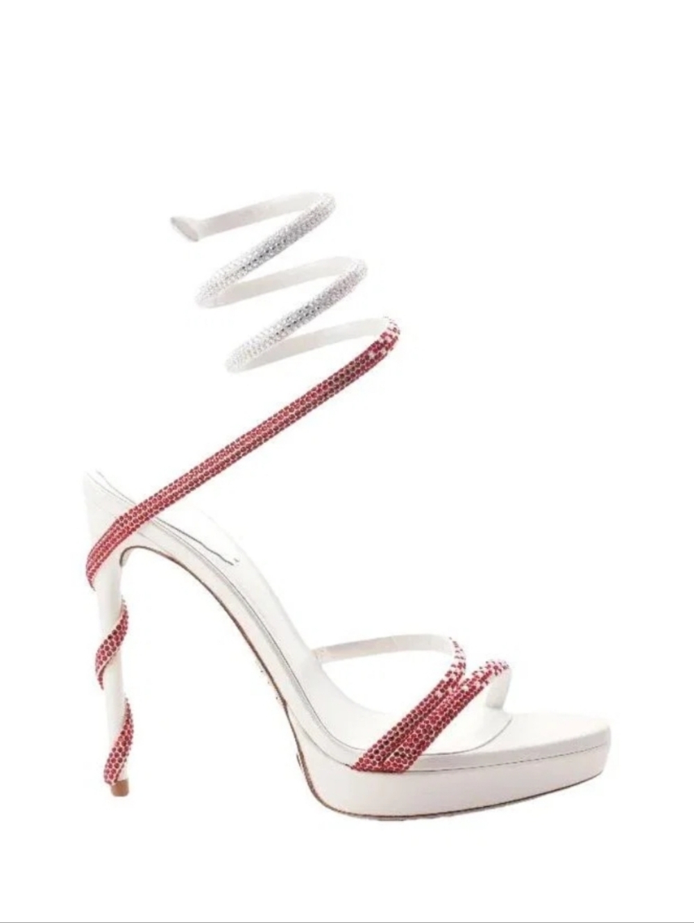 Rene Caovilla Margot F1 LV edistion white-red heels with stones - size 38.5